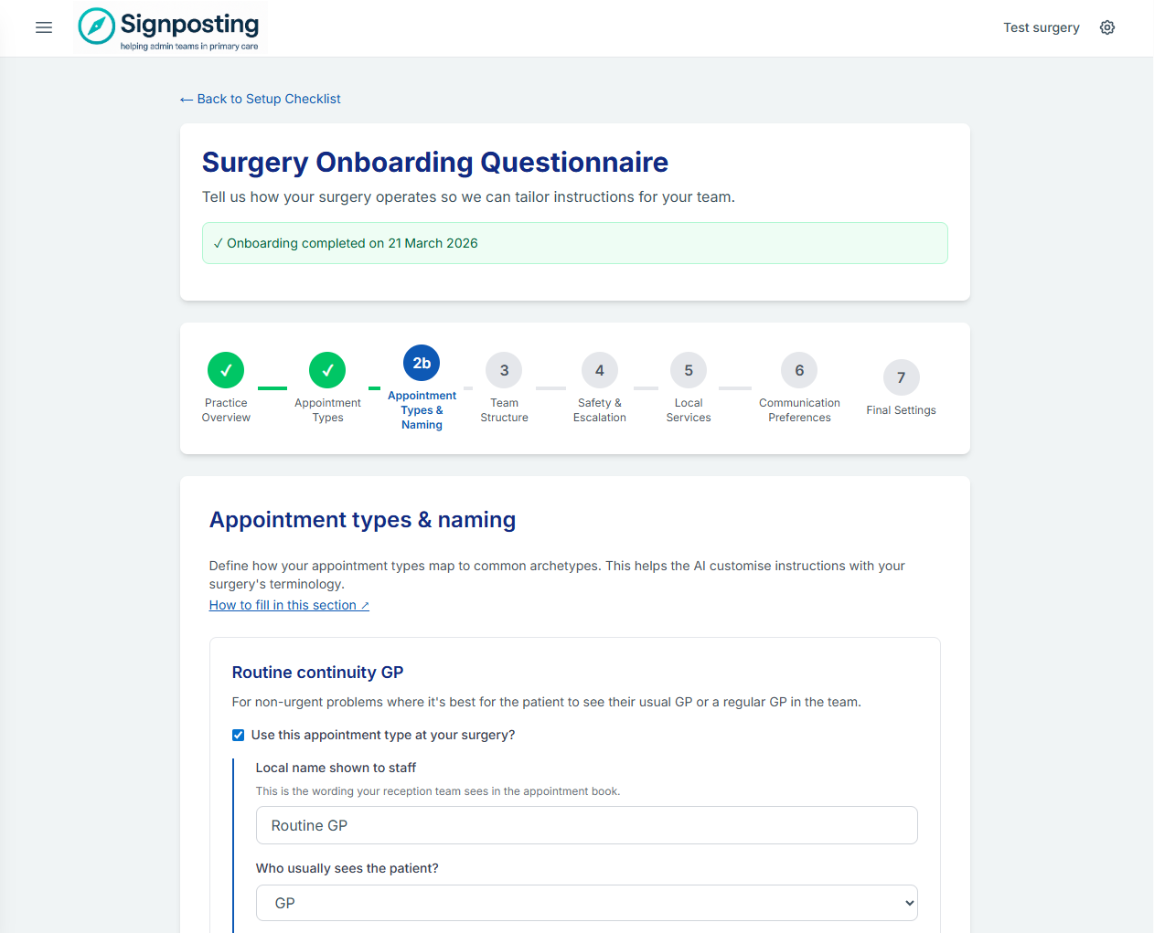 Appointment model configuration