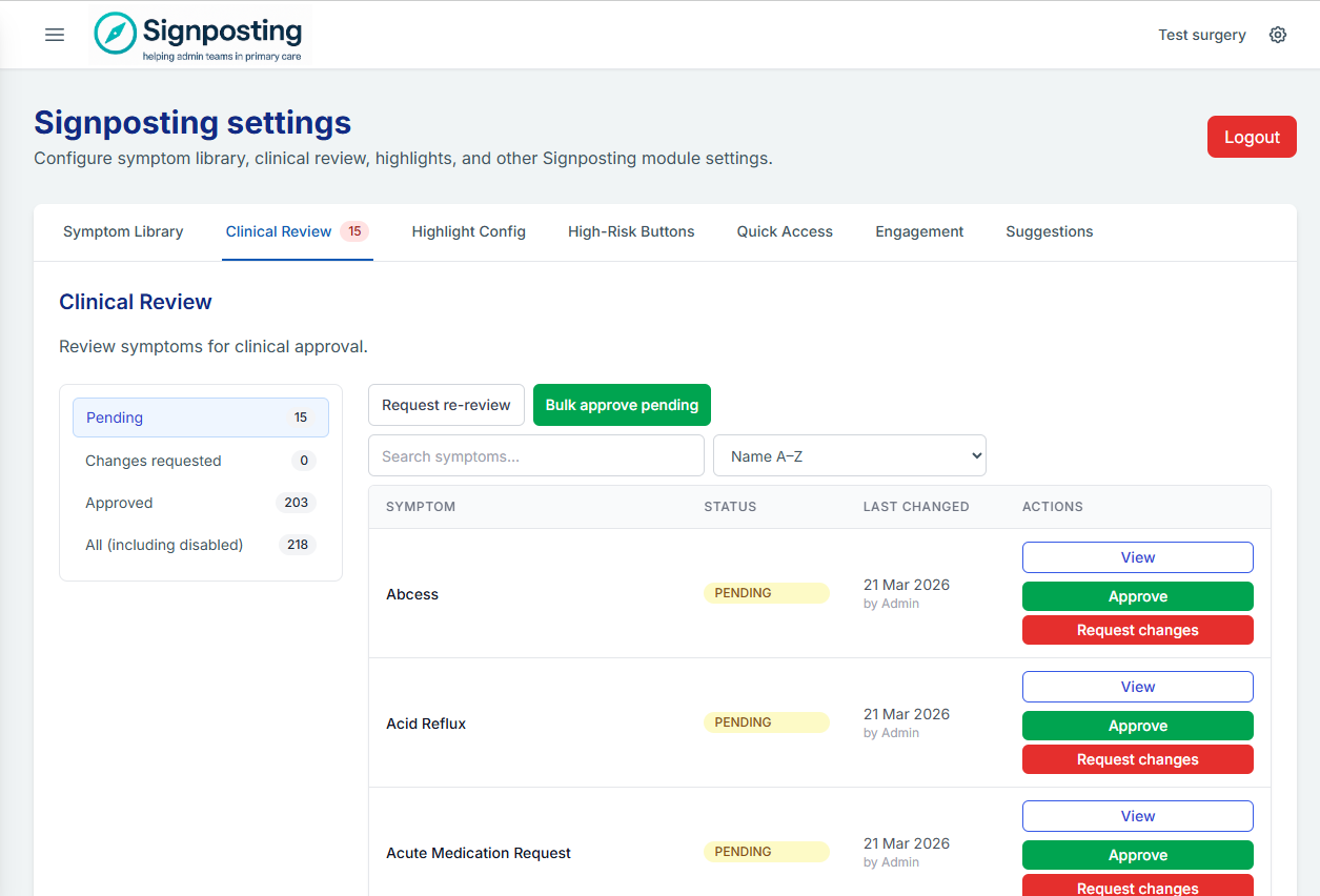 Clinical review queue