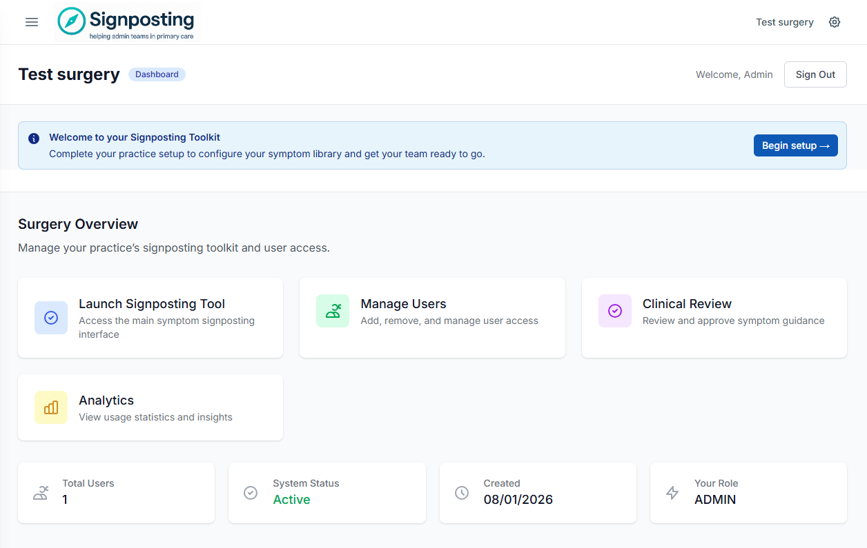 Dashboard welcome banner